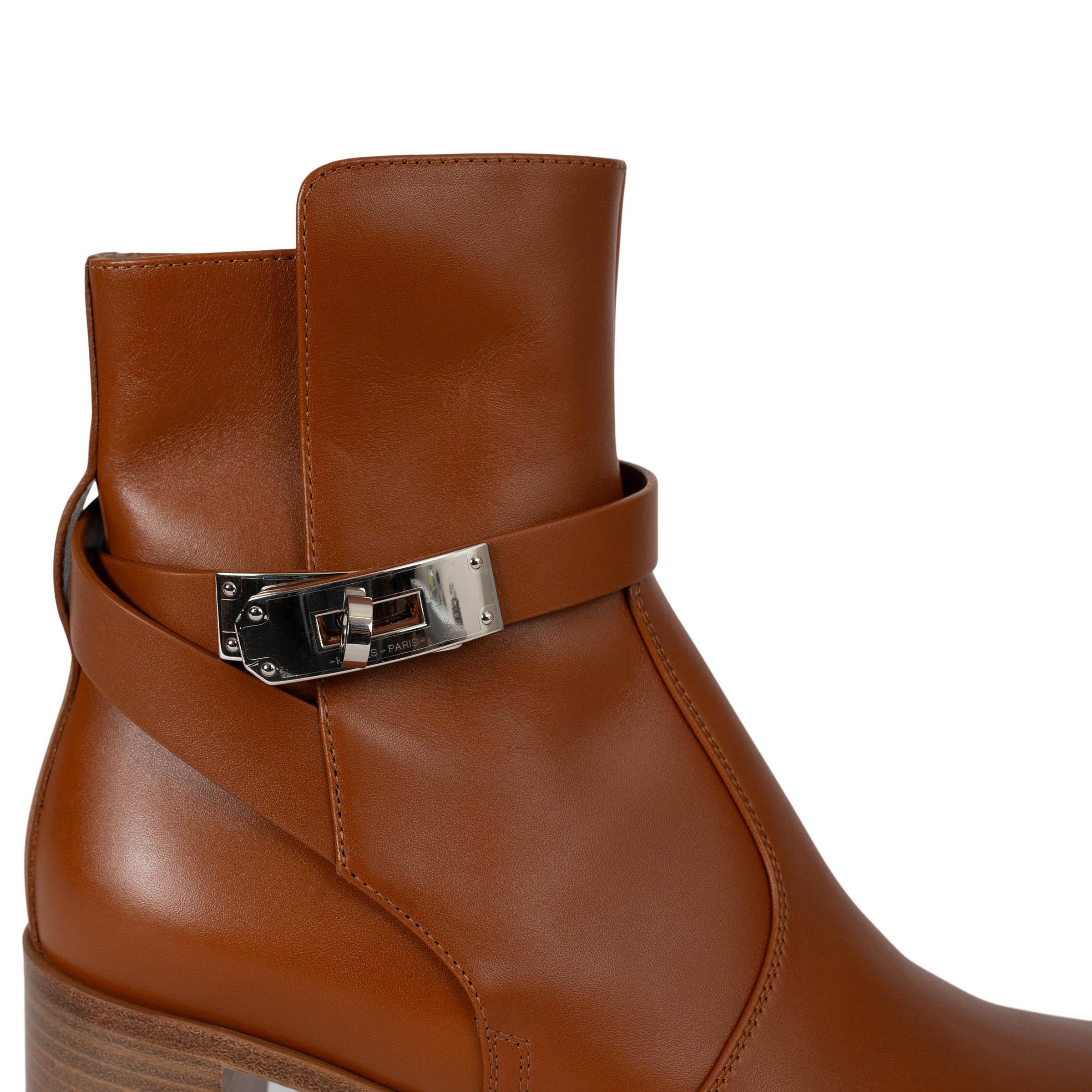 HERMES Pelle naturale marrone 2023 FRENCHIE 50 Stivaletti Scarpe 37.5 38 in vendita 2