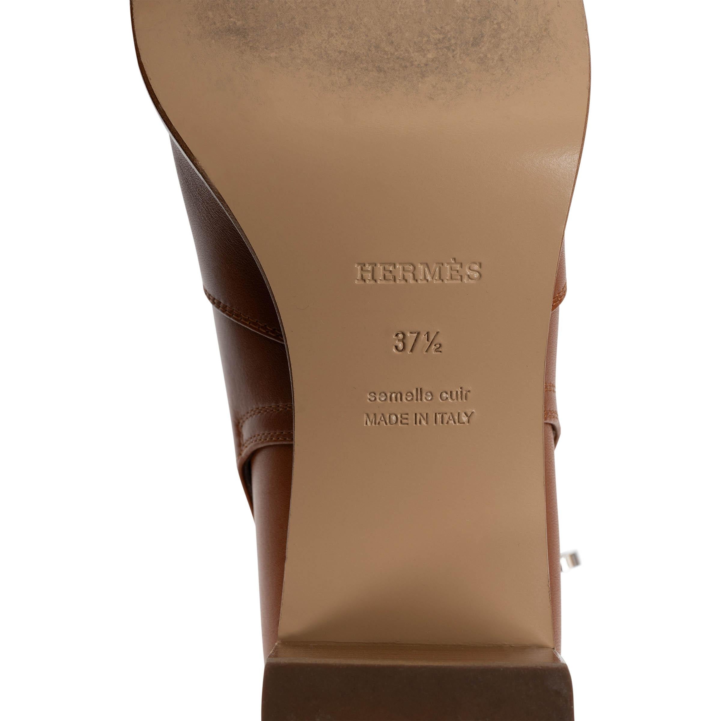 HERMES Pelle naturale marrone 2023 FRENCHIE 50 Stivaletti Scarpe 37.5 38 in vendita 4