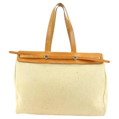 Hermès Toile naturale e pelle di vitello Vache Herbag Cabas 50 2-in-1 13h52