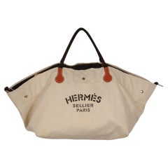 Hermes Natural Toile Fourre Tout du Cavalier Tote Carry On Duffle Travel Bag
