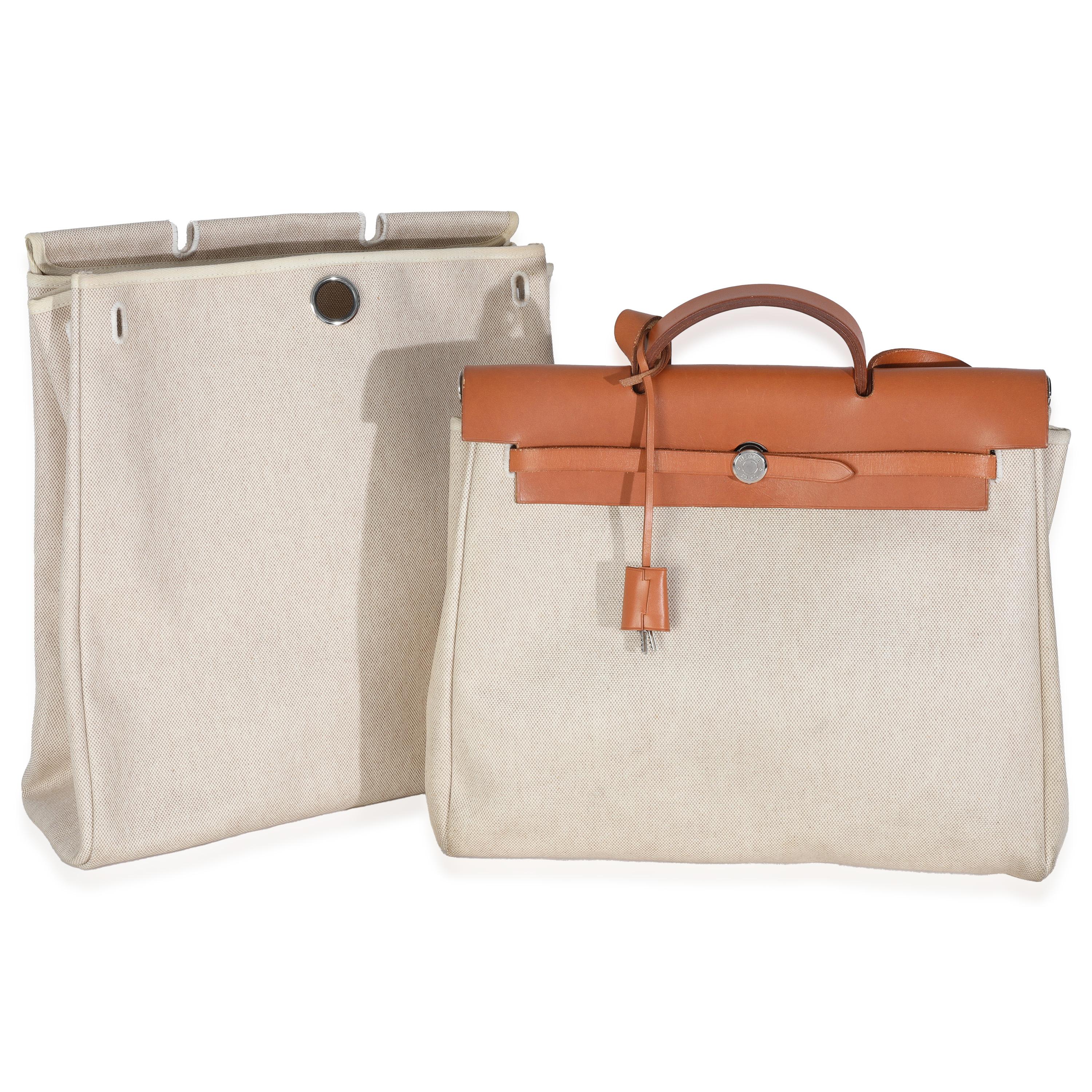 Hermès Nature Toile Vache Calfskin Herbag 39 MM Unisexe en vente