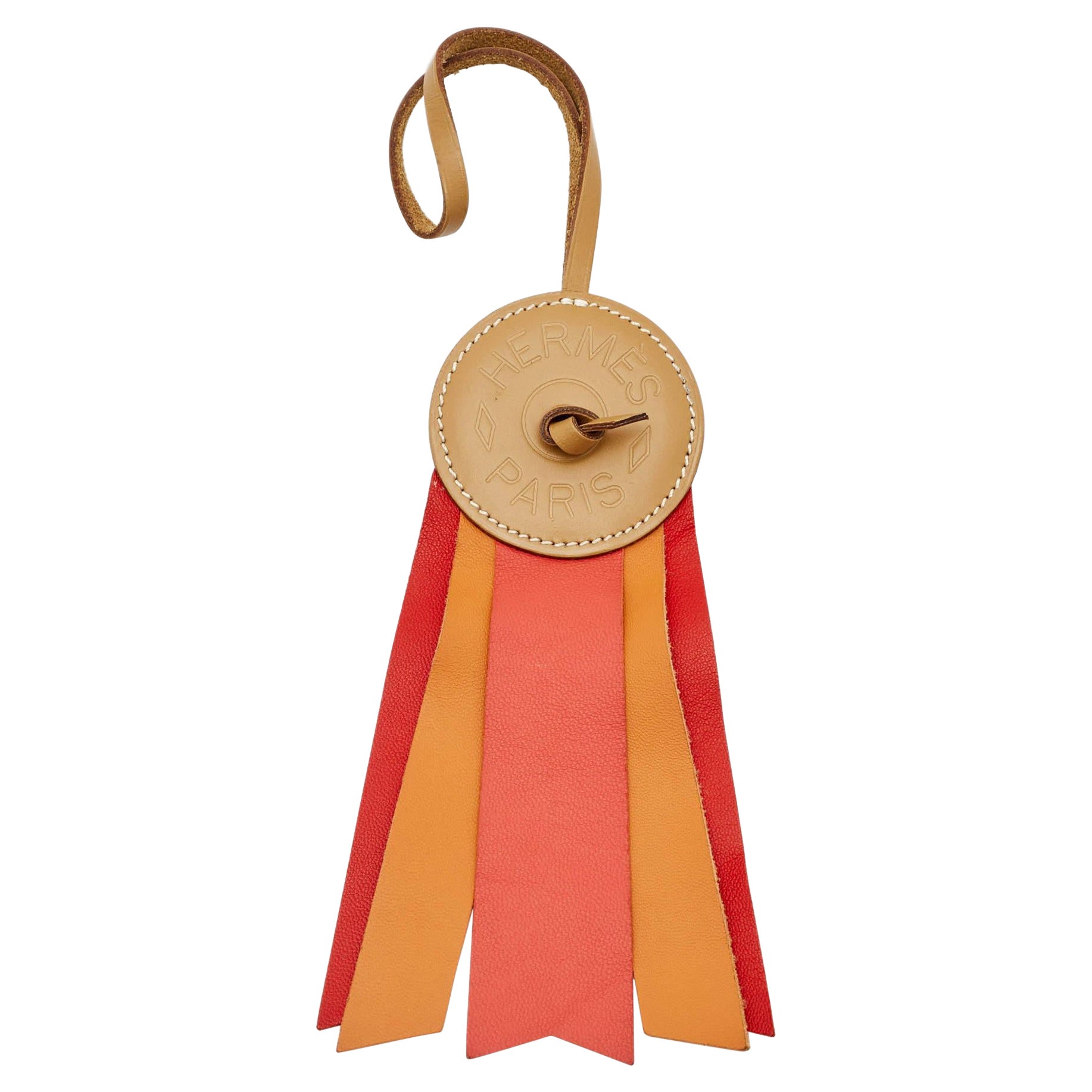 Hermes Naturel/Capucine/Cornaline Vache Hunter Milo Leather Flot Bag Charm