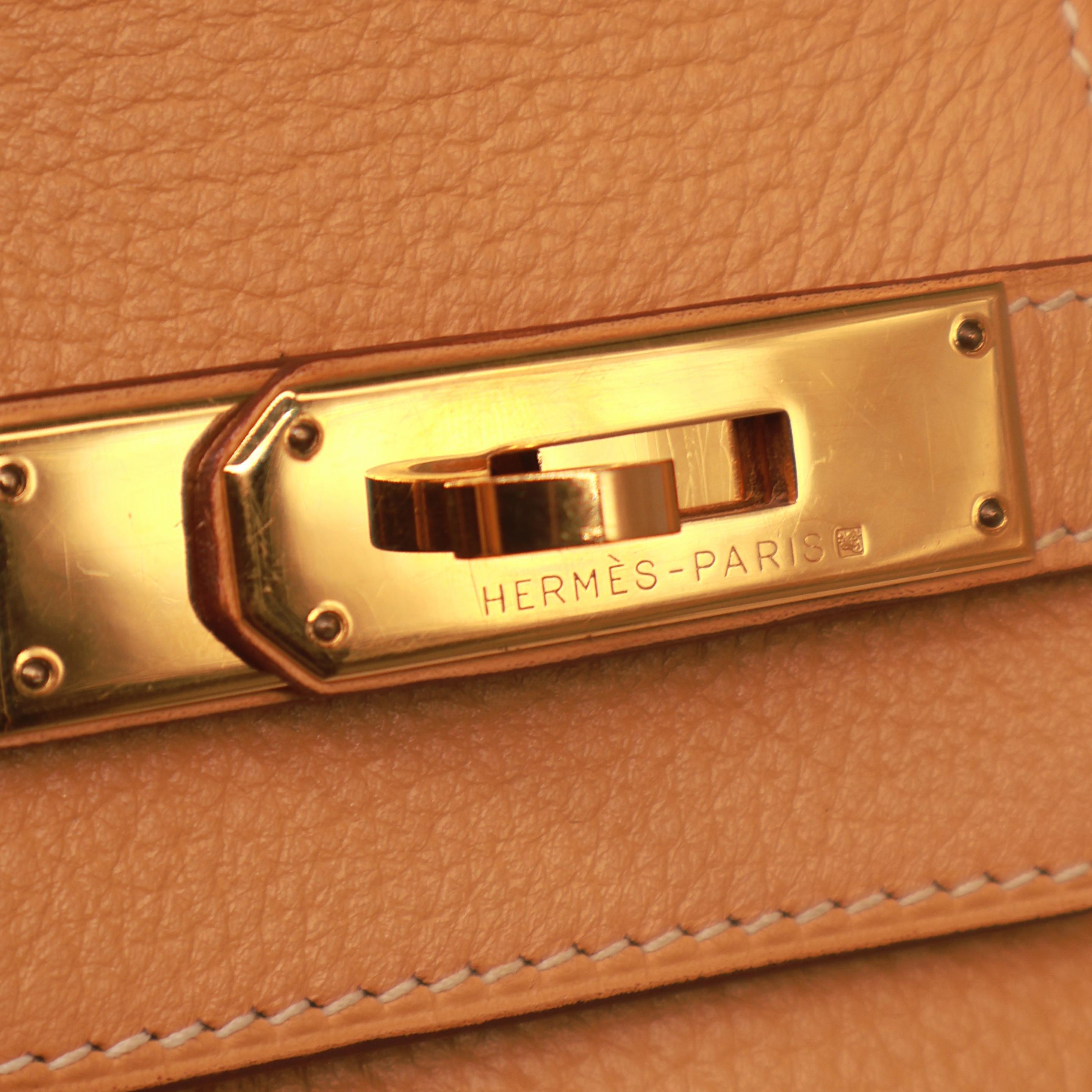 Sac Birkin de 35 cm en cuir Naturel Clèmence, avec des accessoires en or, 1999. en vente 7