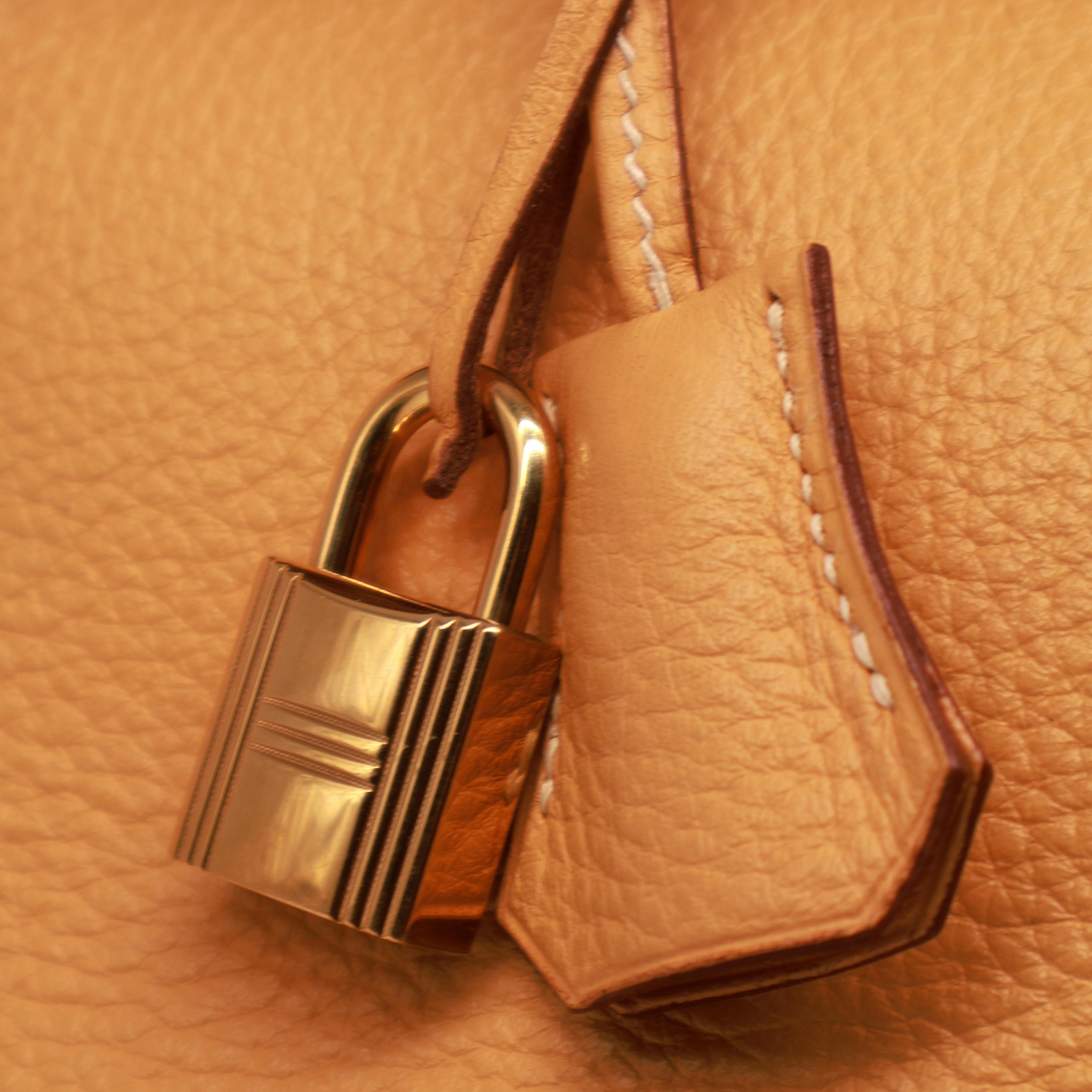 Sac Birkin de 35 cm en cuir Naturel Clèmence, avec des accessoires en or, 1999. en vente 8