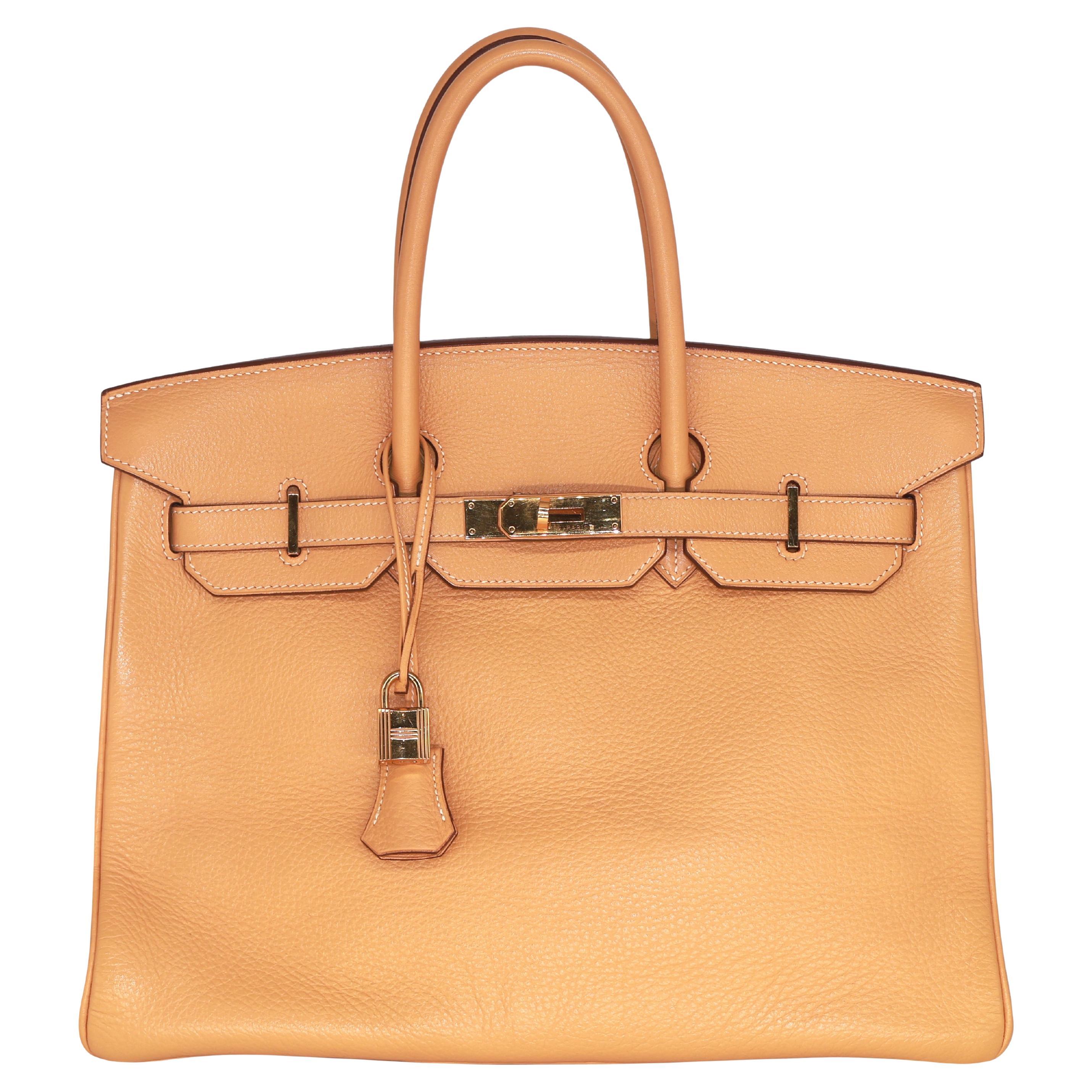 Sac Birkin de 35 cm en cuir Naturel Clèmence, avec des accessoires en or, 1999. en vente