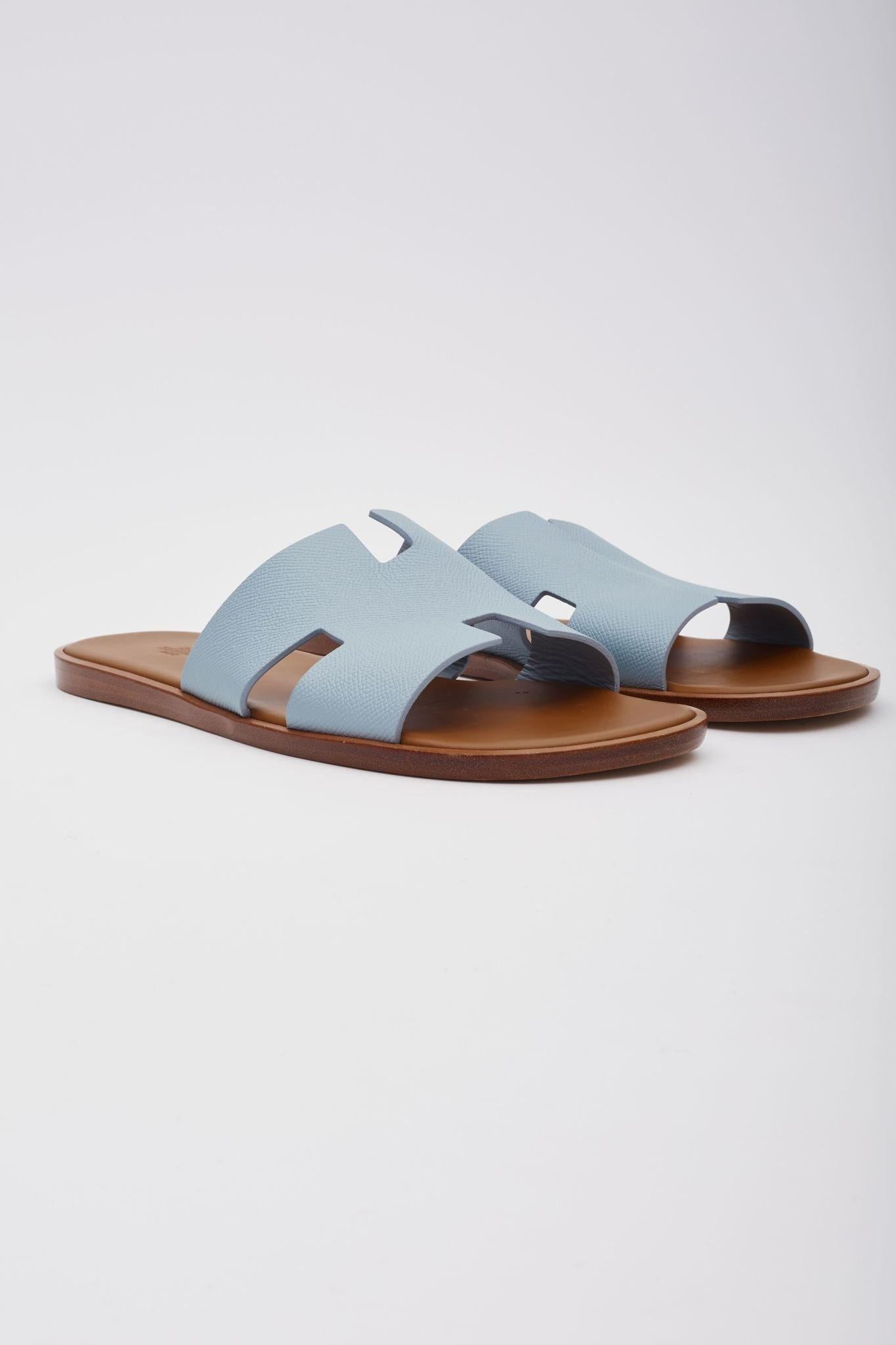 Hermès Naturel Epsom Leather Izmir Sandal (EU 47) In Good Condition For Sale In Montreal, Quebec