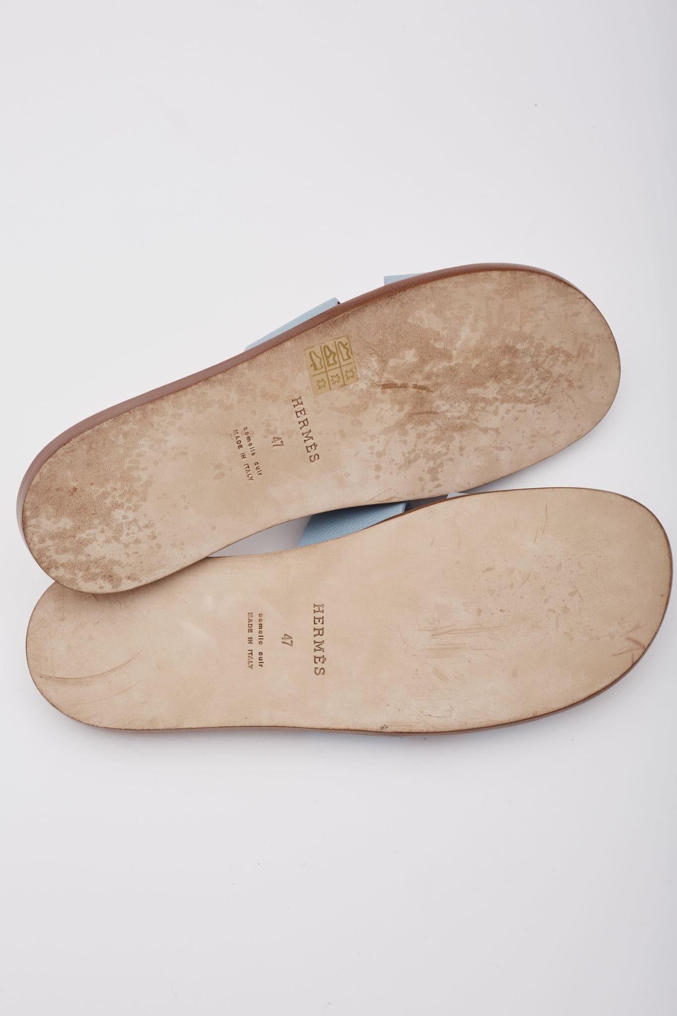 Men's Hermès Naturel Epsom Leather Izmir Sandal (EU 47) For Sale