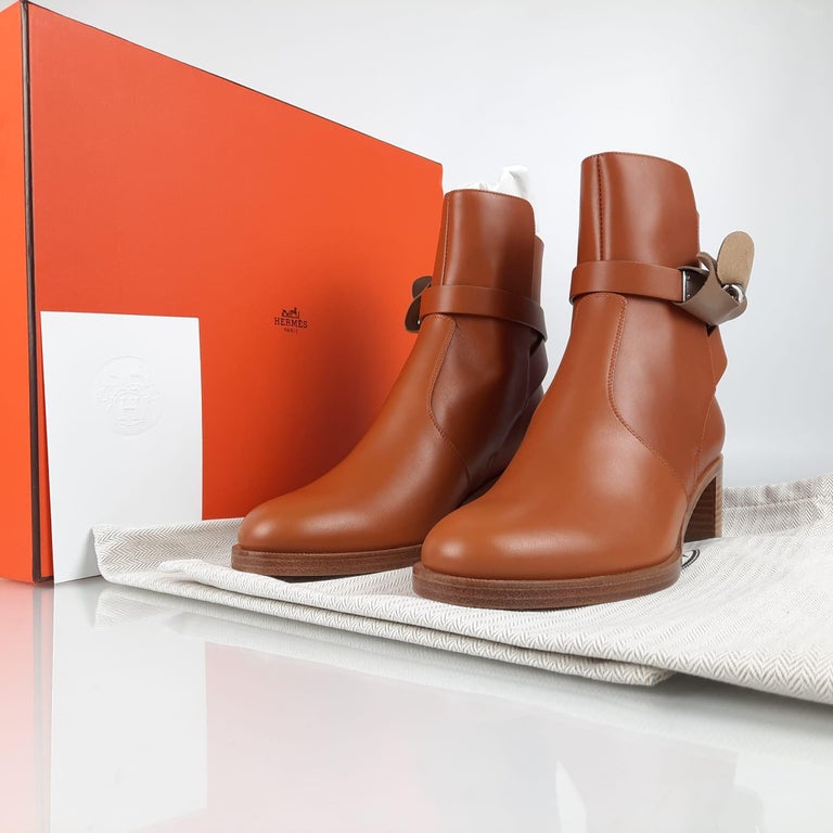 Hermes Naturel Frenchie 50 ankle boot Size 38 For Sale at 1stDibs