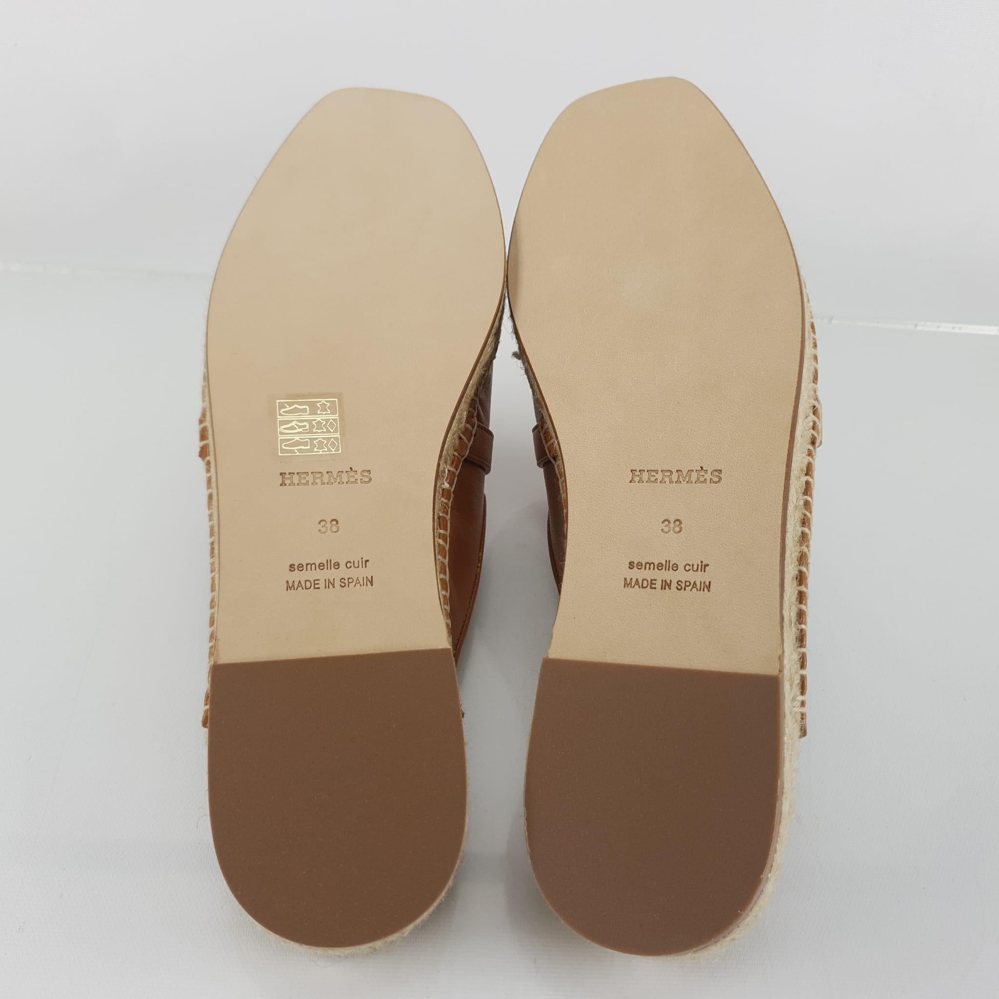 Hermes Naturel goatskin Size 38 Feria espadrille In New Condition For Sale In Nicosia, CY
