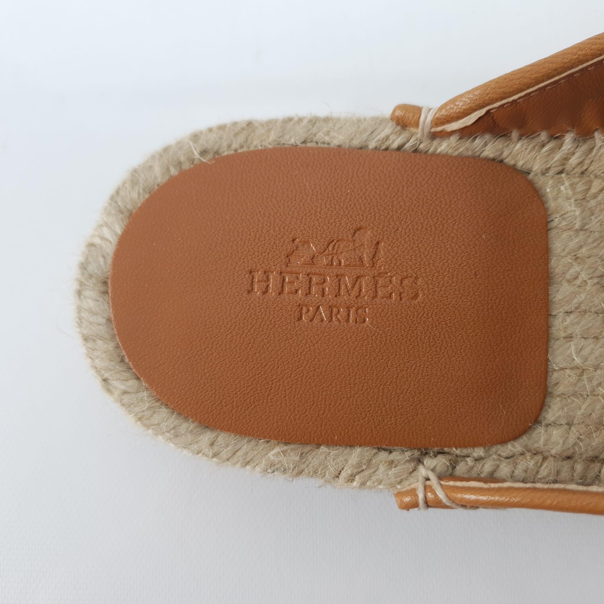 Hermes Naturel Ziegenleder Größe 38 Feria Espadrille für Damen oder Herren im Angebot