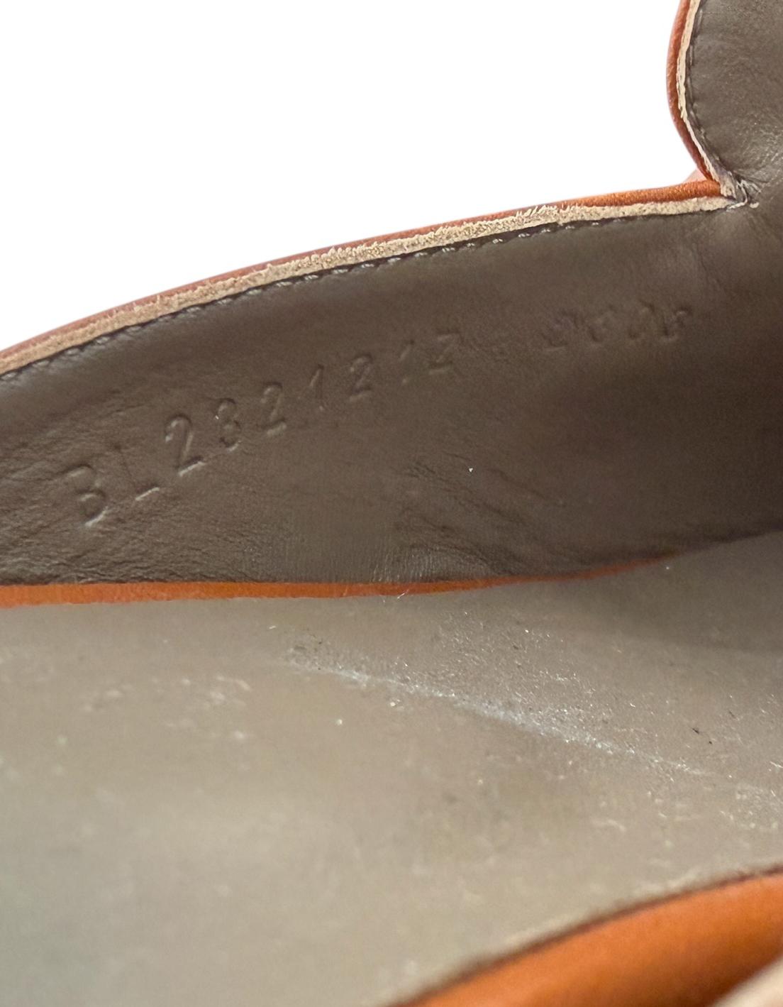 Donna Hermes Naturel Pelle Oz Mules con Palladium Kelly Buckle sz 39.5 in vendita