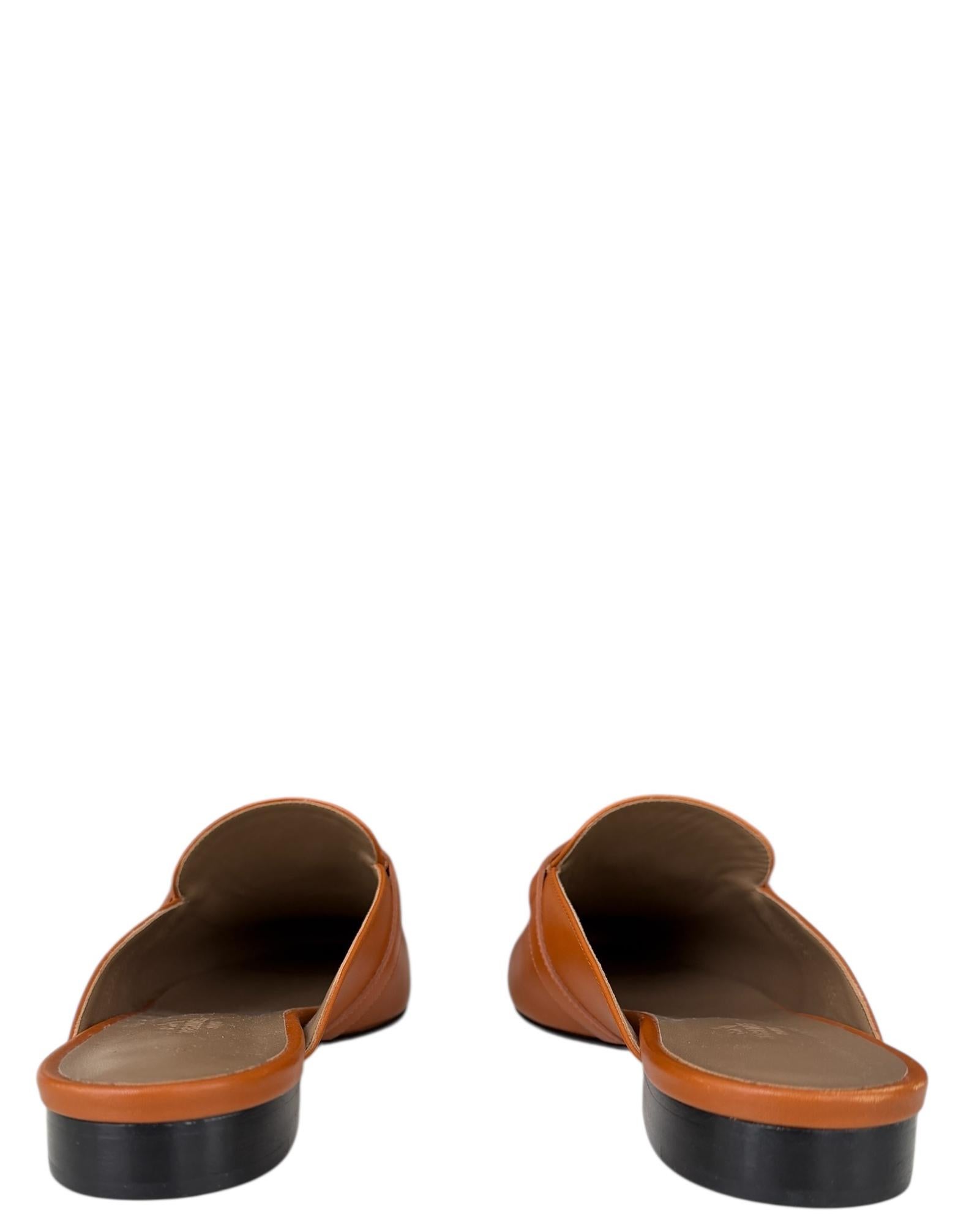 Hermes Naturel Pelle Oz Mules con Palladium Kelly Buckle sz 39.5 in vendita 2