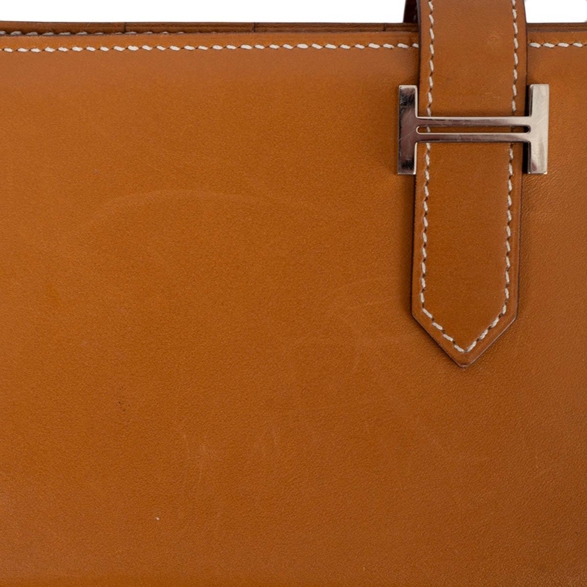 Women's HERMES Naturel Sable brown Butler leather BEARN SOUFFLET Bi-Fold Wallet For Sale
