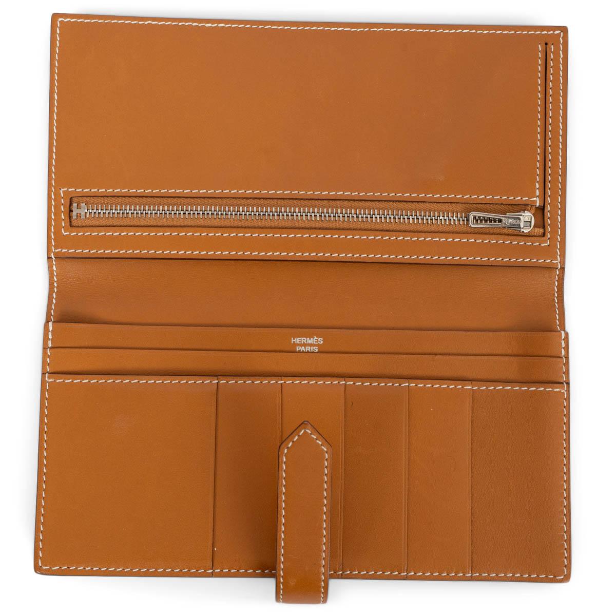 HERMES Naturel Sable brown Butler leather BEARN SOUFFLET Bi-Fold Wallet For Sale 1