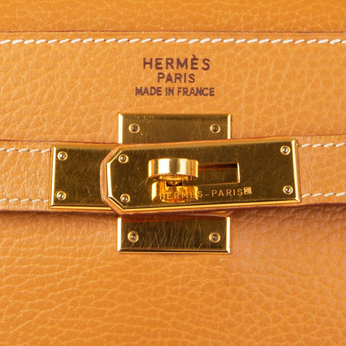 Orange HERMES Naturelle beige Ardennes leather & Gold KELLY II 35 RETOURNER Bag