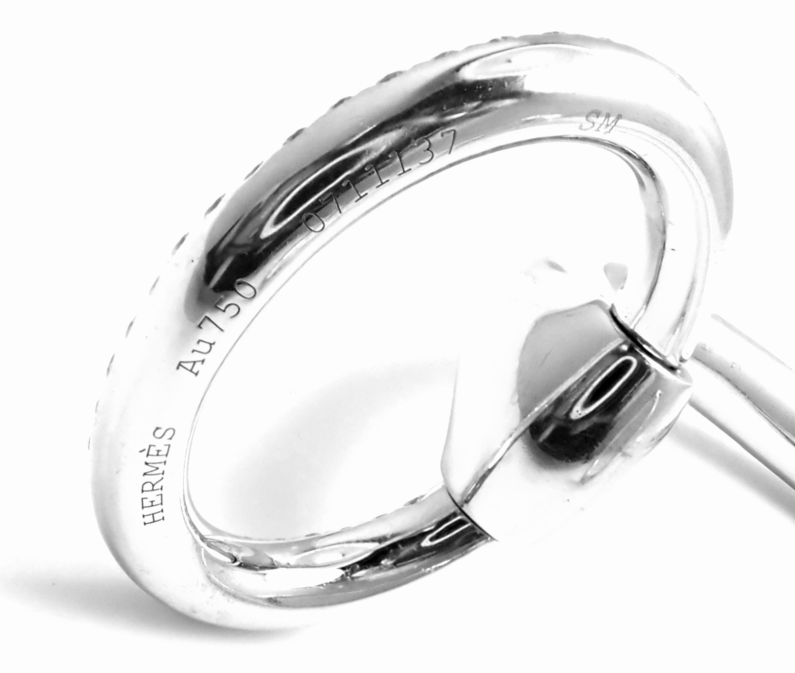 Hermès Nausicaa Diamond Horsebit White Gold Cuff Bangle Bracelet For Sale 3