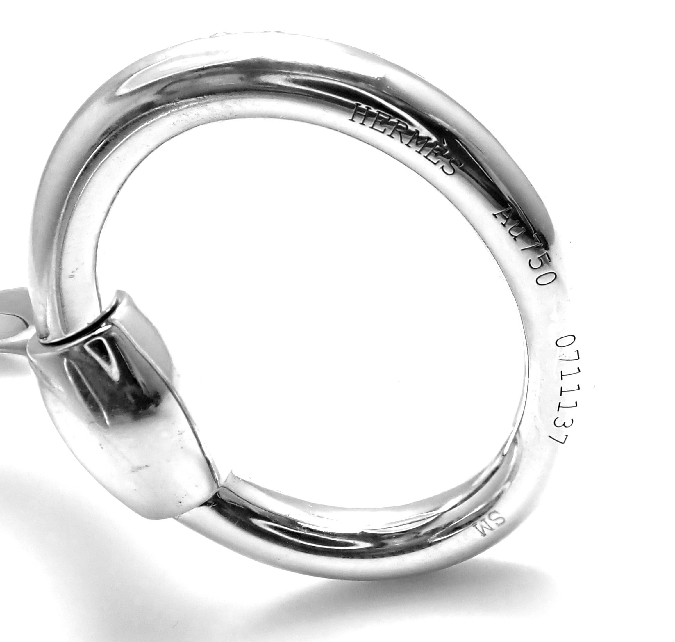 Hermès Nausicaa Diamond Horsebit White Gold Cuff Bangle Bracelet For Sale 1