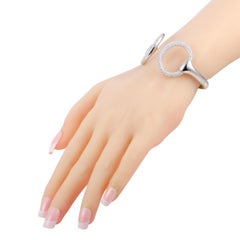 Hermès Nausicaa Diamond Pavé Horsebit White Gold 18 Karat Open Bangle Bracelet