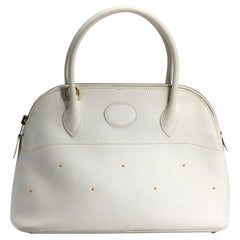 Vintage  Hermes Navaho White Epsom Leather Bolide Handbag