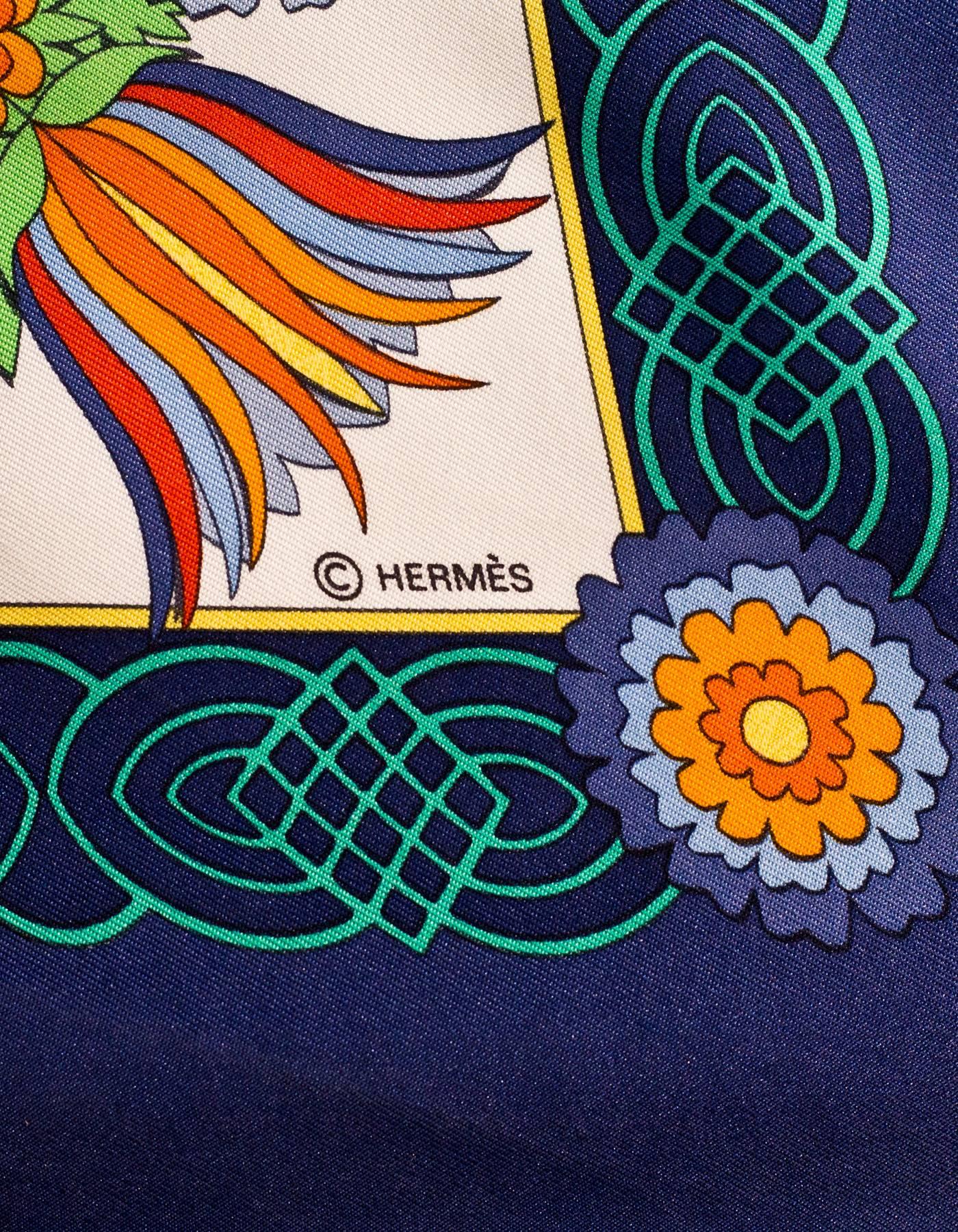 Hermes Navy & Multi-Color Decoupahes 90cm Silk Scarf 1