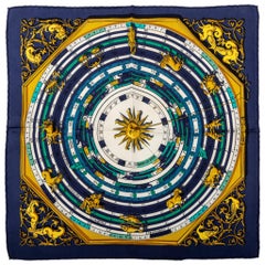 Hermès Navy Astrologie Silk Twill Scarf