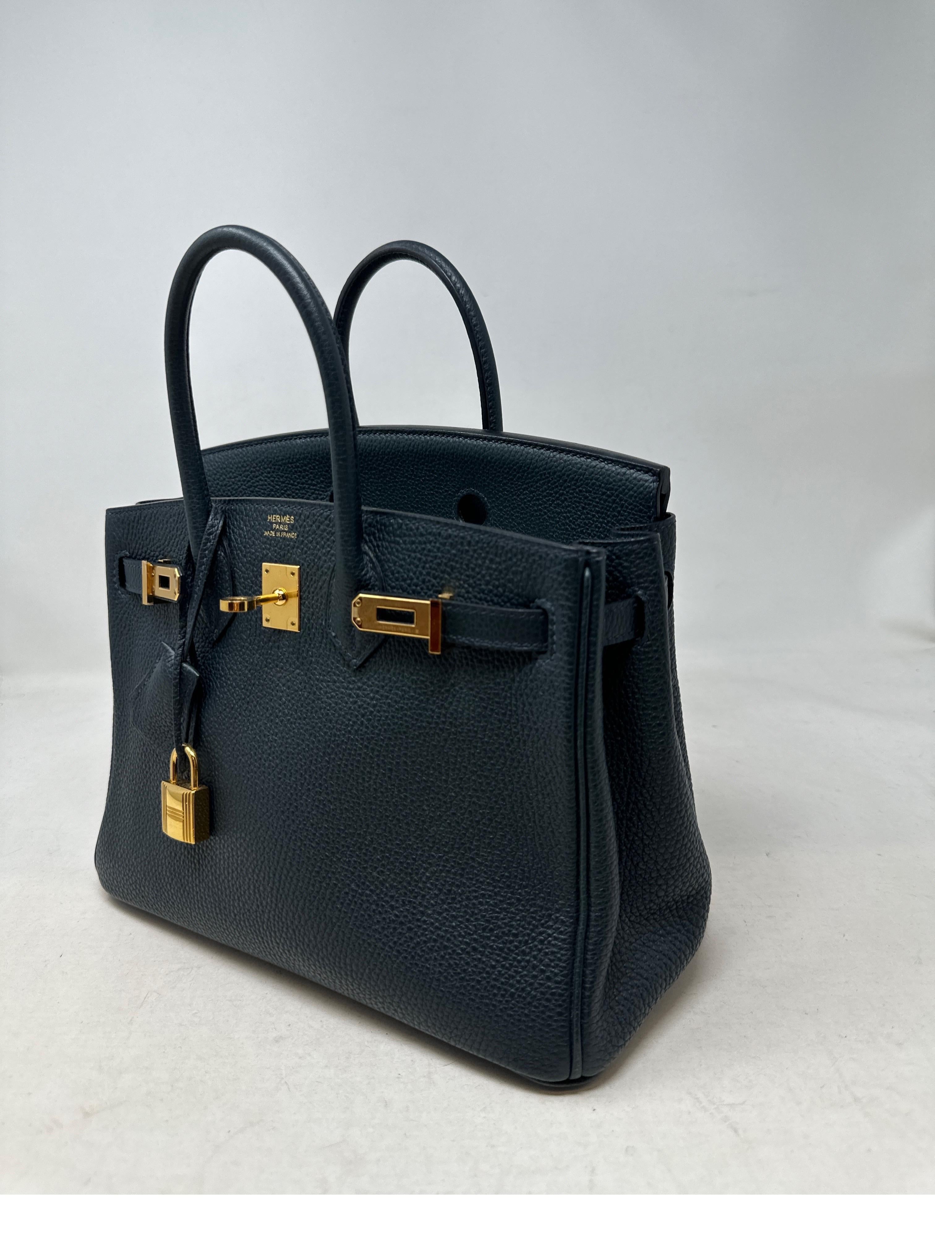 Hermes Navy Birkin 25 Bag 7