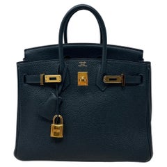 Hermes Navy Birkin 25 Bag