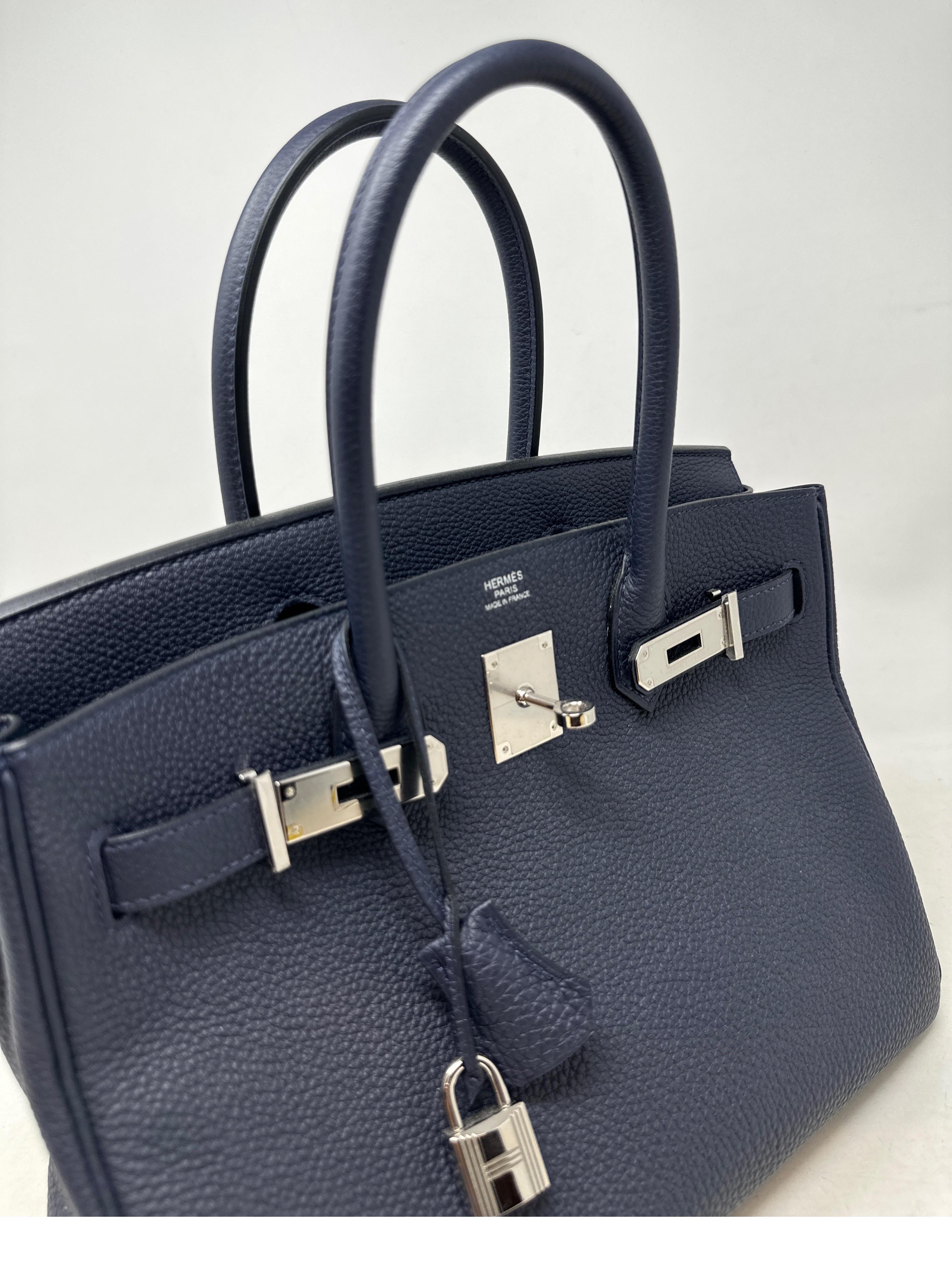 Black Hermes Navy Birkin 30 Bag