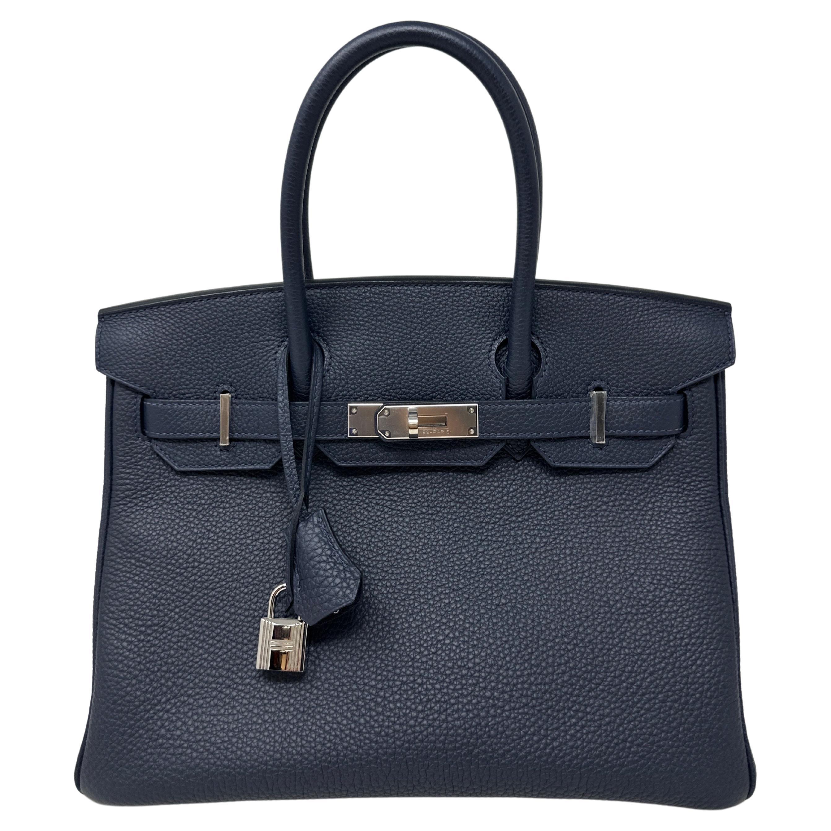 Hermes Blue Jean 35cm Birkin Leather Palladium Tote Satchel Chic and S -  Chicjoy