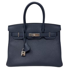 Hermes Navy Birkin 30 Bag 