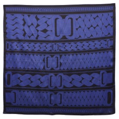 Hermes Navy Blue 
Black Clic C
est Noue Printed Silk Square Scarf