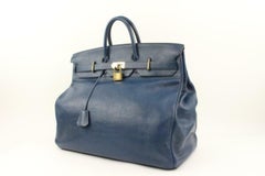 Hermès Navy Blue Buffle Skipper Haut A Courroies 50 Travel Birkin HAC 1H830KA