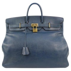 Hermès Navy Blue Buffle Skipper Haut A Courroies 50 Travel Birkin HAC 1H830KA