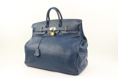 Hermès Navy Blue Buffle Skipper Haut A Courroies 50 Travel Birkin HAC 72h24s