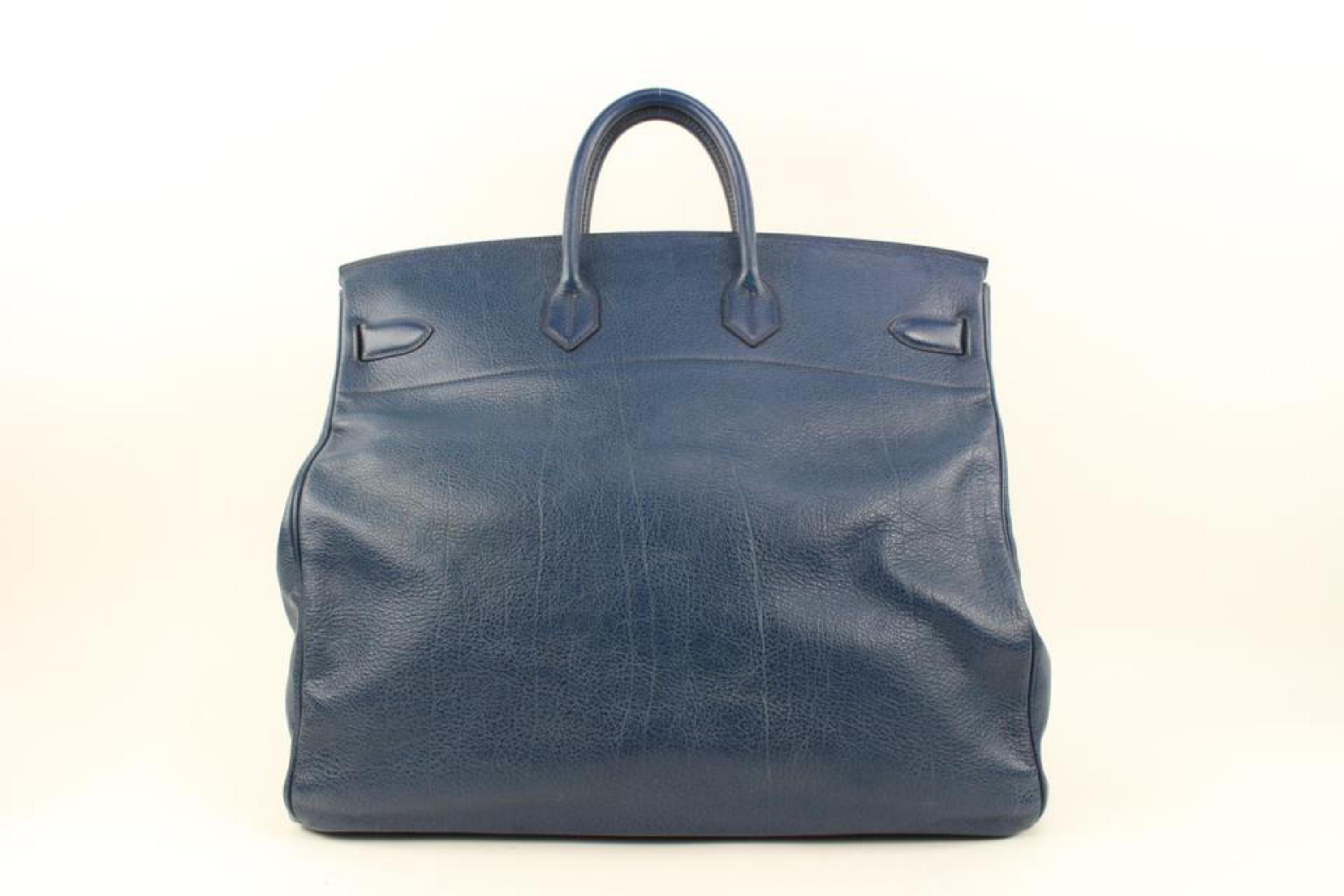 Hermès Navy Blue Buffle Skipper Haut A Courroies 50 Travel Birkin HAC 72h24s In Good Condition In Dix hills, NY