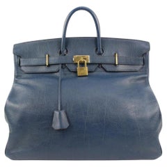 Hermès Navy Blue Buffle Skipper Haut A Courroies 50 Travel Birkin HAC 72h24s