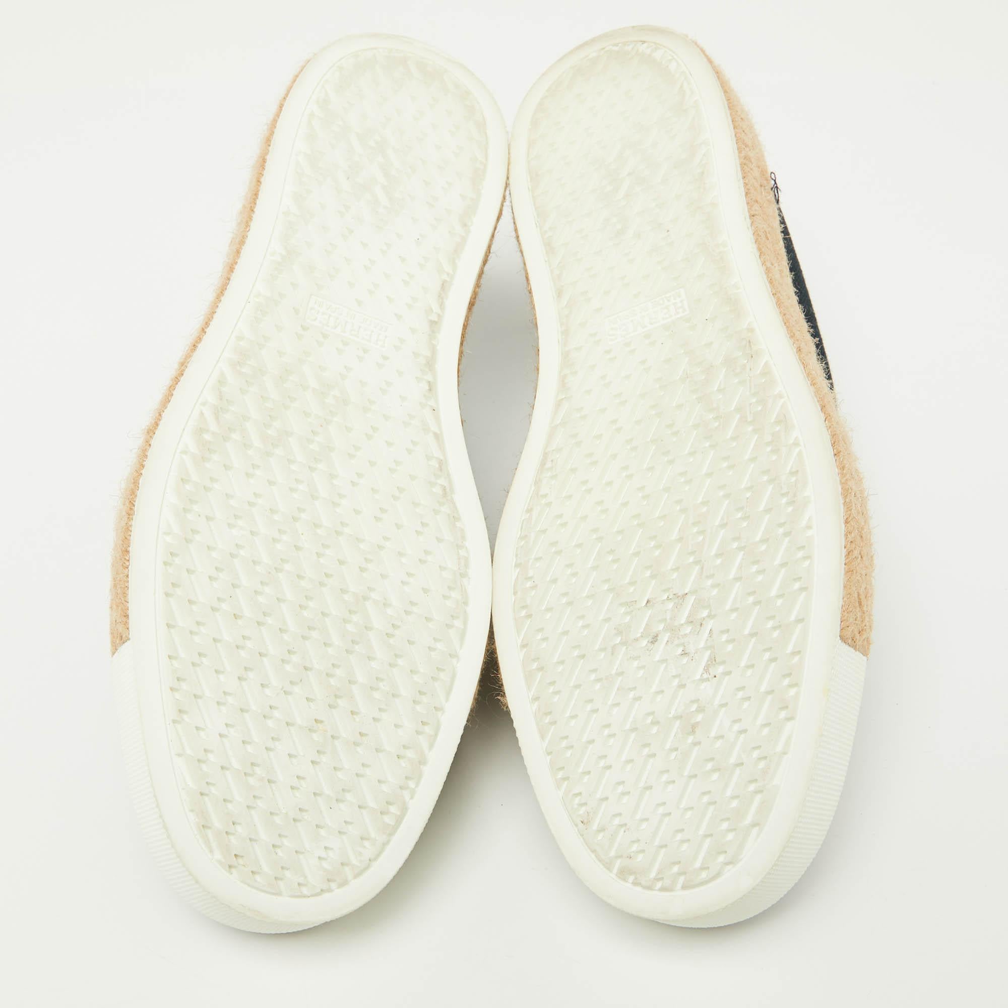 Hermès Navy Blue Canvas Rosa Espadrille Sneakers Size 37 1