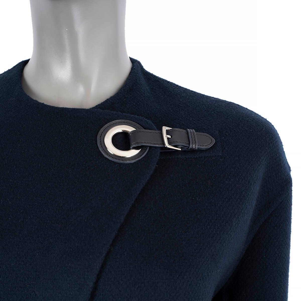 HERMES navy blue cashmere 2022 ZIP-FRONT Coat Jacket w EYELET CLOSURE 36 XS For Sale 1