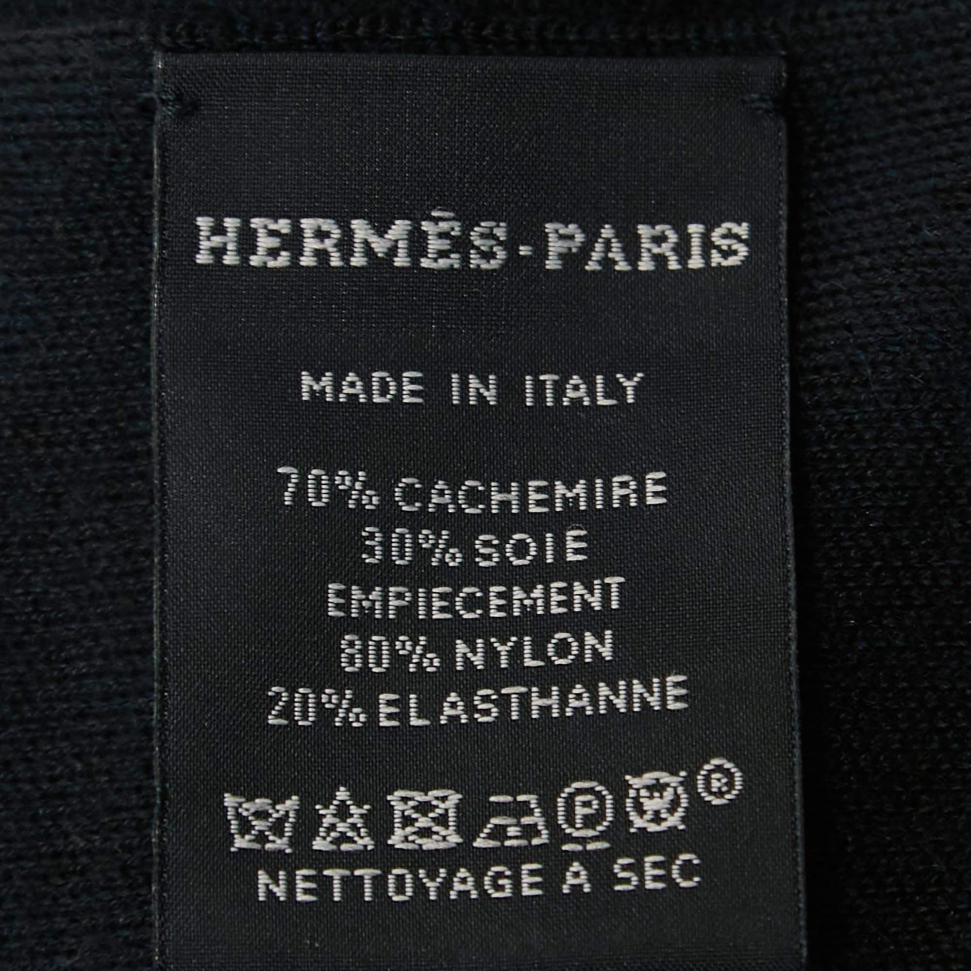 Men's Hermes Navy Blue Cashmere Blend Nylon Pocket Detailed Just In Case Muffler