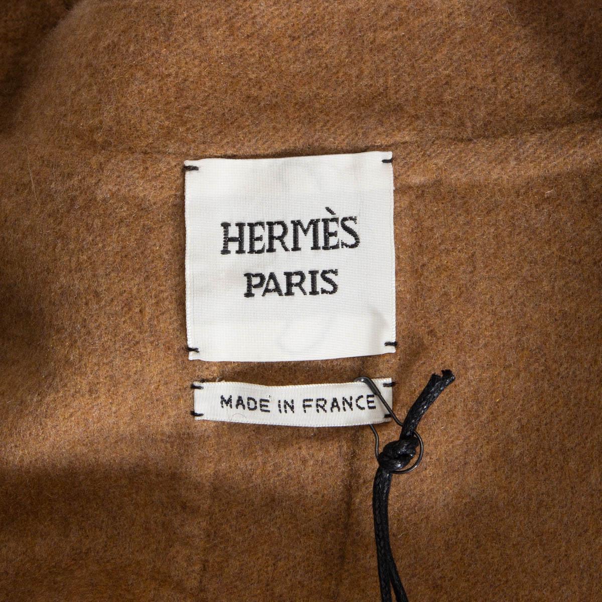 HERMES navy blue cashmere LEATHER TRIM CROPPED Jacket XXS In Excellent Condition For Sale In Zürich, CH
