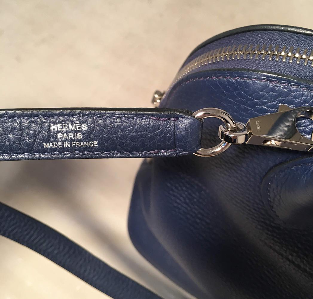 Hermes Navy Blue Clemence 31cm Bolide Bag and Shoulder Strap 5