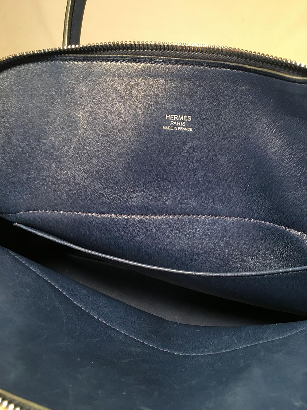 Hermes Navy Blue Clemence 31cm Bolide Bag and Shoulder Strap 7