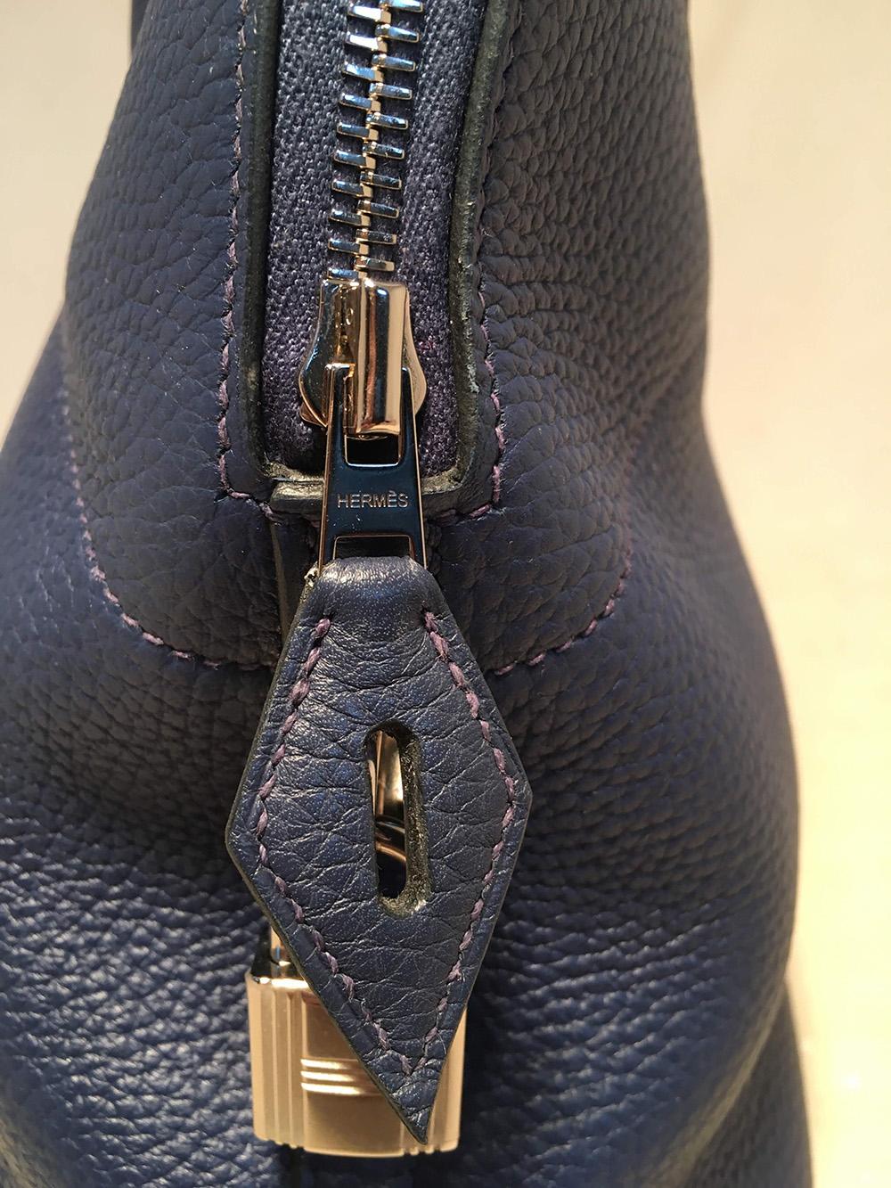 Hermes Navy Blue Clemence 31cm Bolide Bag and Shoulder Strap 2