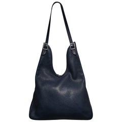 Hermes Navy Blue Clemence Leather Sac Massai Shoulder Bag