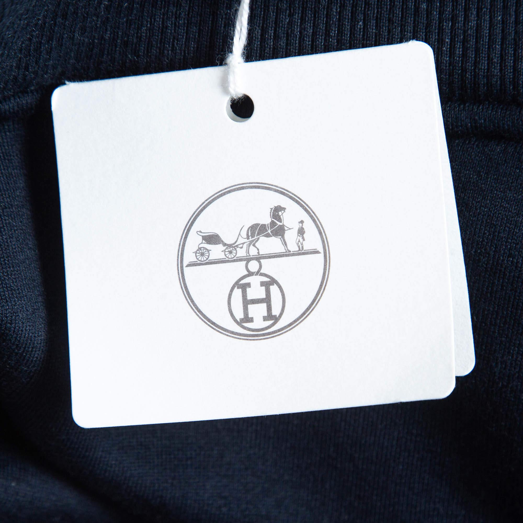 Hermes Joggers à cordon de serrage en coton bleu marine XXL Pour hommes en vente