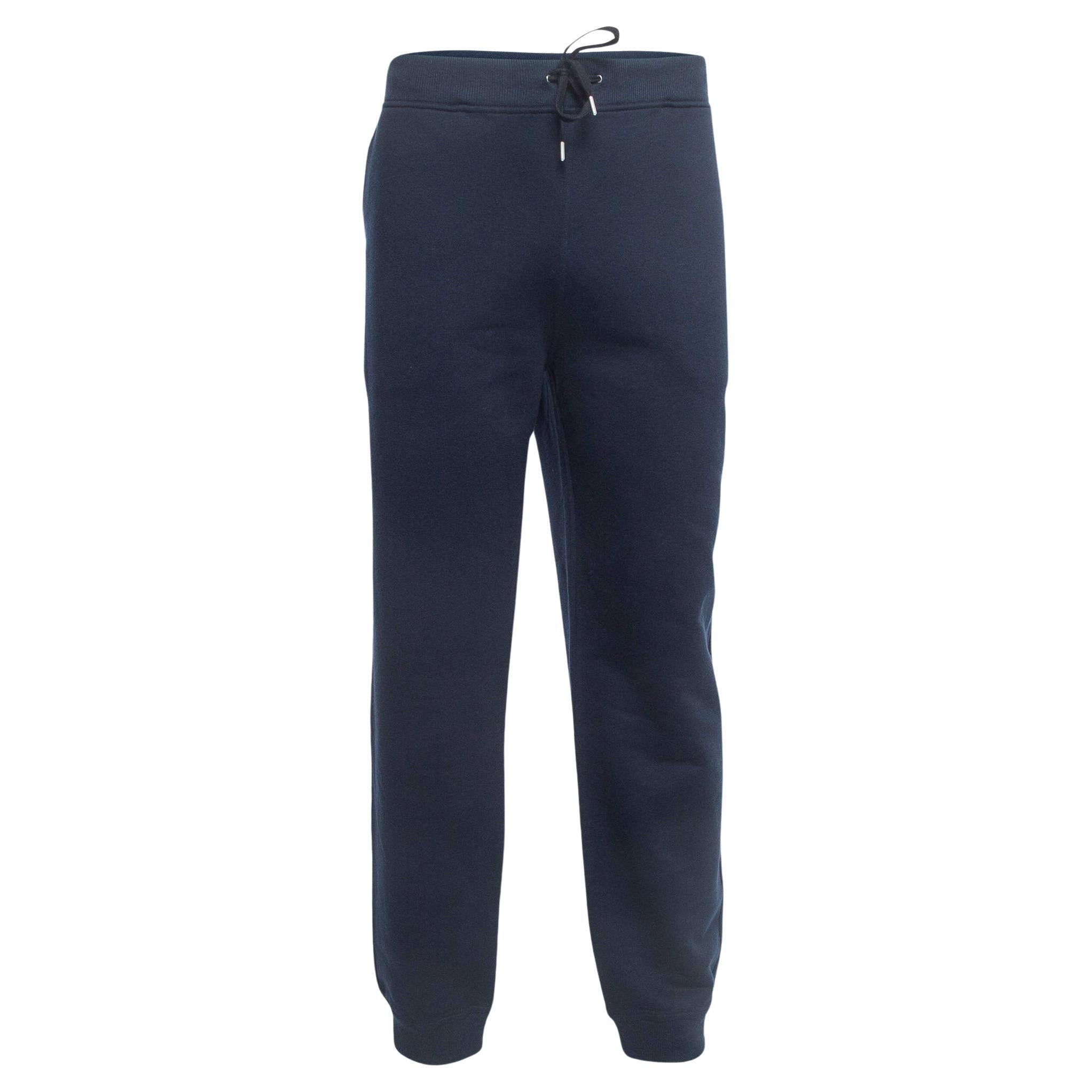 Hermes Navy Blue Cotton Drawstring Joggers XXL For Sale