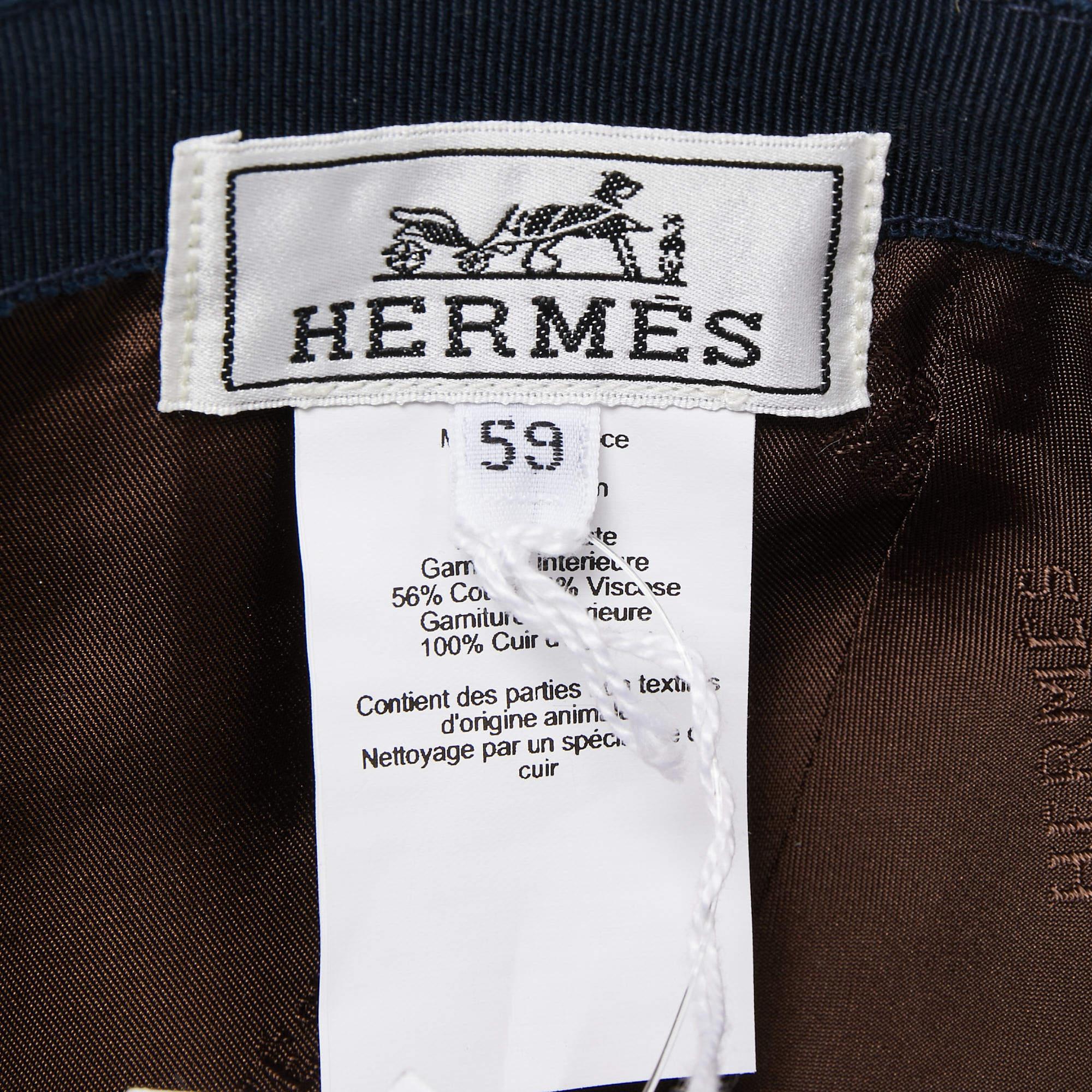 Hermes Navy Blue Cotton Miles H Circle Cap Size 59 2