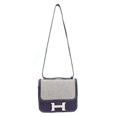 Hermes Navy Blue Encre Toile Constance w PH