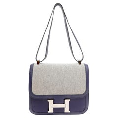Hermes Navy Blue Encre Toile Constance w PH