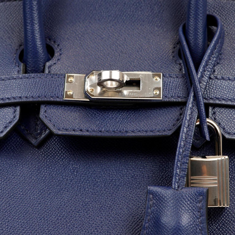 Cordeliere Hermes Birkin 35 cm handbag in navy blue epsom leather